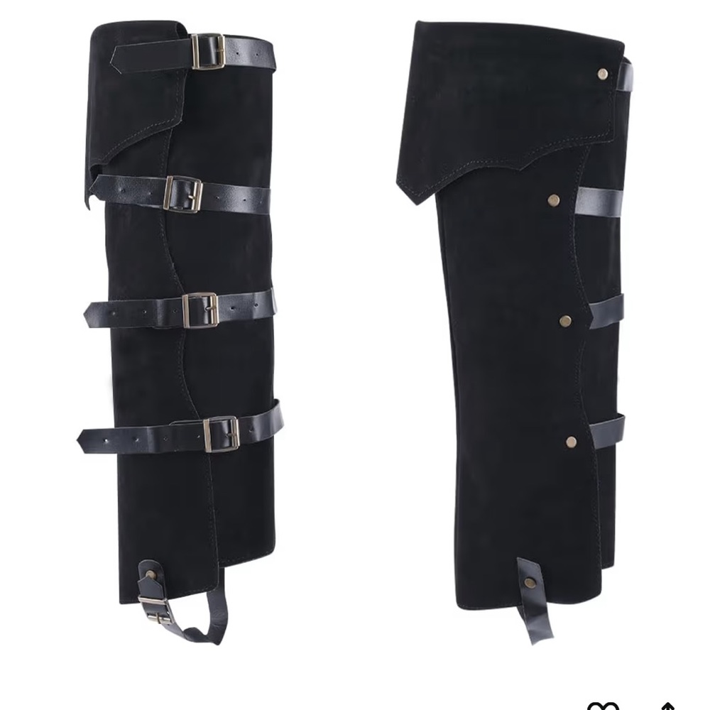 Black suede medieval boot cover - Picture 2 of 5